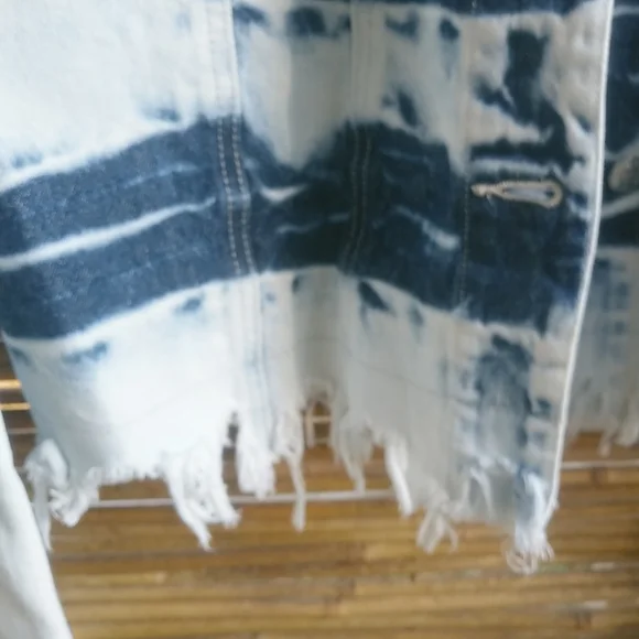 Vigoss L Y2K Blue Distressed Denim Jeans Crop Jacket - Picture 9 of 10